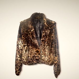 Velvet Animal Print Moto/Biker Style Jacket- NWOT